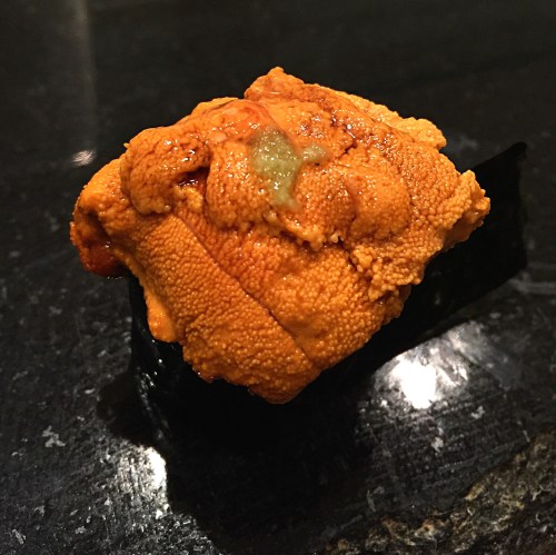 The perfect bite of Santa Barbara uni at 15 East.